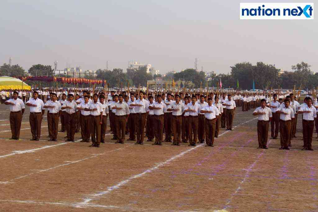 RSS volunteers during the Vijayadashmi celebrations in 2017 (File photo/Nation Next)