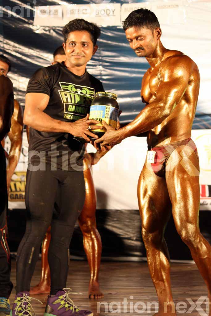 Rohit Shahu and Umesh Awarkar during 'Megheshree' - the bodybuilding competition at YCCE's fest YASH 16.0 co-presented by Nation Next