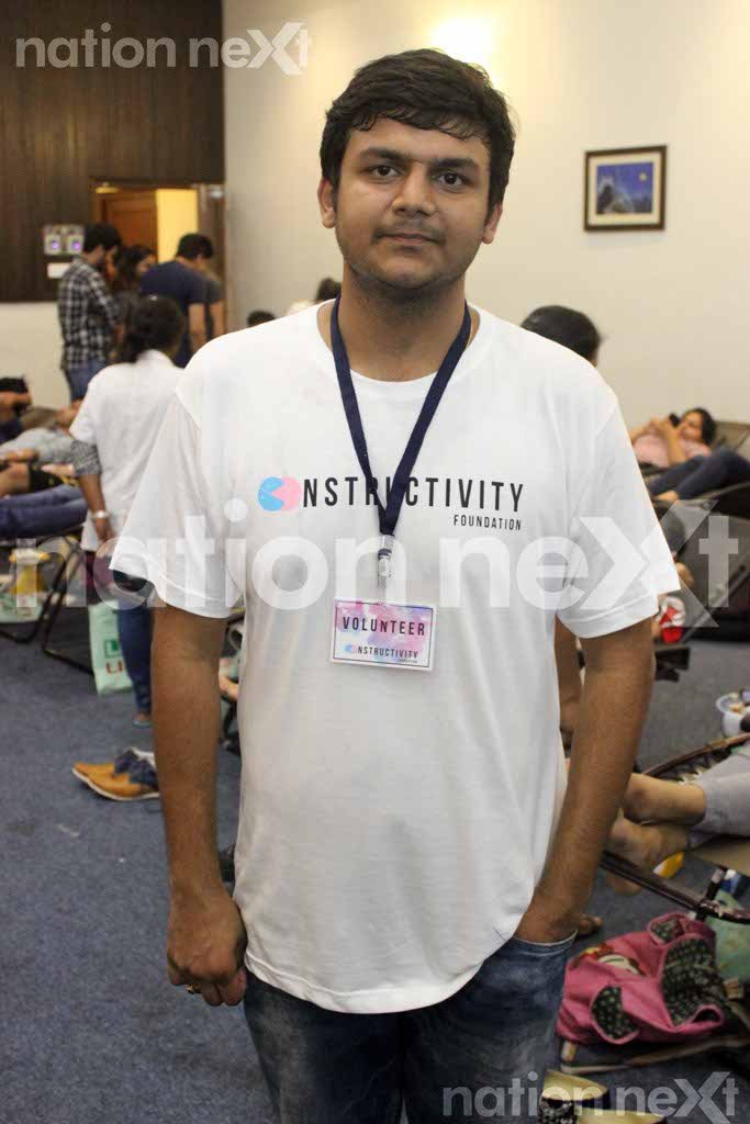 Shubham Jejani, founder president, at Constructivity Blood Donation Camp at Chitnavis Centre, Nagpur