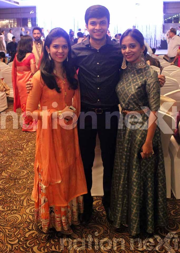 Maitreyi, Yajnavalkya and Sanghamitra Jichkar at Dr Sameer Arbat and Dr Tulika Parasher Arbat's wedding reception at Hotel Centre Point, Nagpur