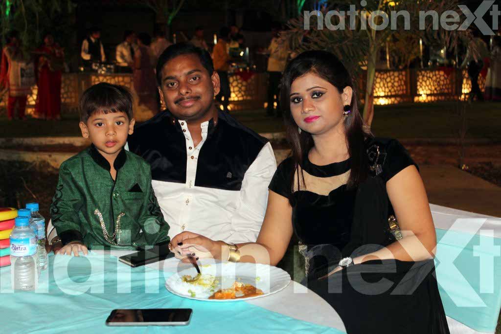 Sandeep and Priyanka Jaiswal with their son Abhiraj at Riyanka and Prashant Borele's son Riyansh's first birthday bash at Vrindavan Farms, Nagpur