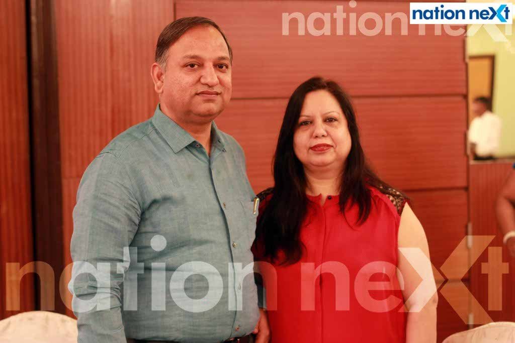 Akhilesh and Kavita Chaturvedi at Arti and Aditya Nair's wedding reception at Radisson Blu, Nagpur