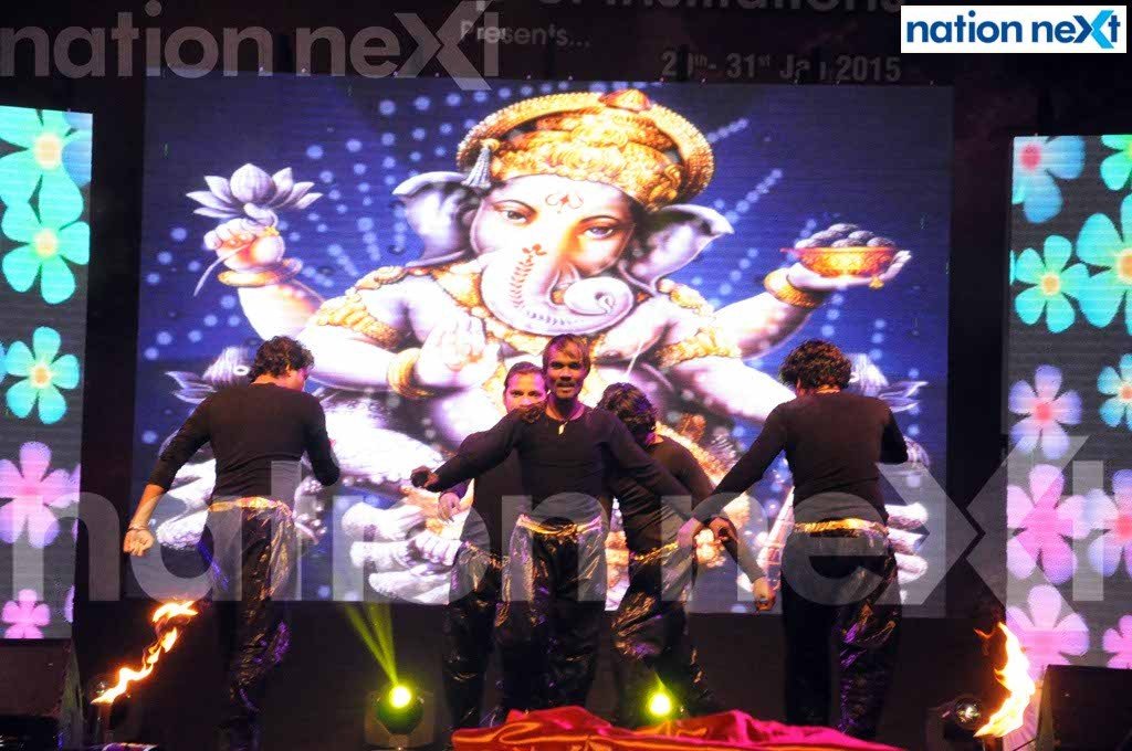A dance troupe performing at Bollywood Night 2015 at KDK College, Nagpur