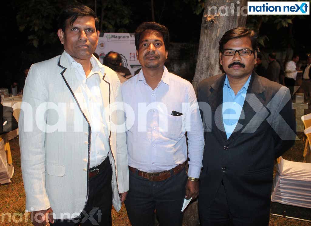 Nischay Shelke, Chandu Patil and Vinod Meshram during MIDC Industries Association (MIA) Diwali Milan at CP Club, Civil Lines, Nagpur