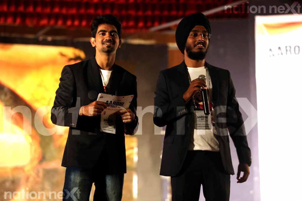 ANCHORS: Harmeet Singh and Jigar Buddhdeo during the personality contest Cynosure, which was held during the cultural fest Aarohi17 at VNIT College, Nagpur