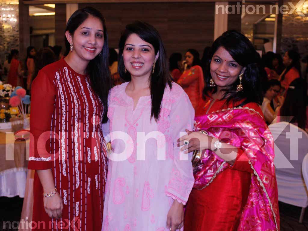 Alefiya Hussain, Roshini Hingle Babaria and Nupur Jain during Sneha Vastani's baby shower at Hotel Centre Point, Nagpur