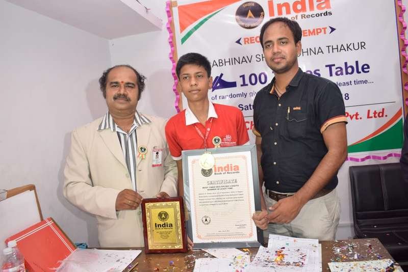 Abhinav Thakur, a 13-year-old boy, from Sanjuba High School (CBSE), Nagpur, on Saturday, earned a mention in the India Book of Records.