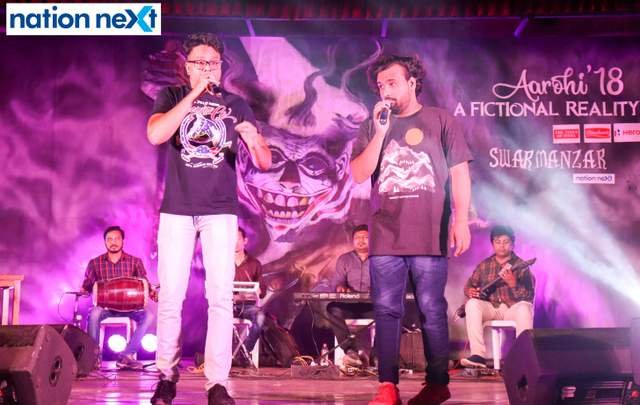 Ankit Shingade and Swapnil Titre at the singing competition 'Swarmanzar' held during VNIT's cultural fest Aarohi 2018 in Nagpur