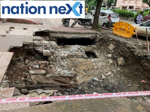 Few days back, a car toppled inside a sinkhole after a footpath collapsed due to torrential rains opposite Somalwar High School in Ramdaspeth at Nagpur.