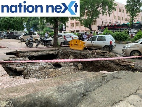 Few days back, a car toppled inside a sinkhole after a footpath collapsed due to torrential rains opposite Somalwar High School in Ramdaspeth at Nagpur.