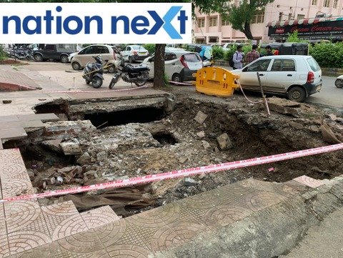 Few days back, a car toppled inside a sinkhole after a footpath collapsed due to torrential rains opposite Somalwar High School in Ramdaspeth at Nagpur.