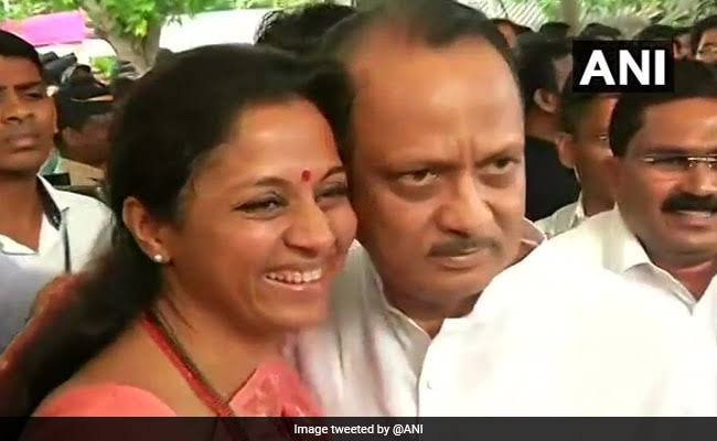 Supriya Sule and cousin Ajit Pawar were seen hugging each other, putting aside all the speculations of a rift between the two.