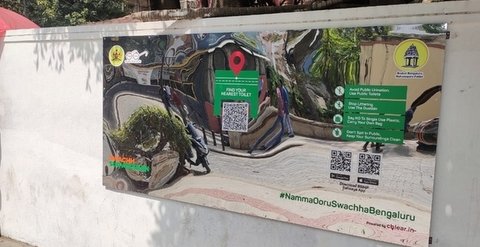 Bruhat Bengaluru Mahanagara Palike (BBMP) has installed large mirrors with QR codes on public walls to avoid open defacation.