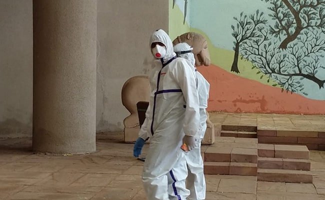 COVID-19 positive Congress MLA  Kunal Chaudhary arrived in a PPE kit to cast his vote for the 24-seat Rajya Sabha elections in Madhya Pradesh on Friday.