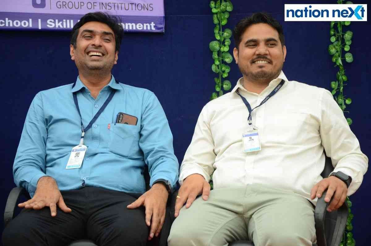 Anup Gade and Amey Khedikar during the event 'Flashmob 2K22' organised at Tulsiramji Gaikwad Patil College in Nagpur