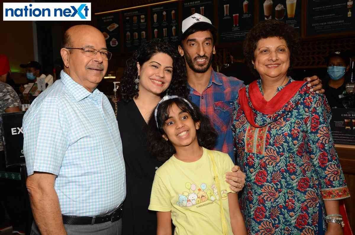 Dr Sanjeev Chug, Juzar and Niharika Vali with Jahaana and Ksushnoor Chug having fun with family during the launch event of Tata Starbucks in Nagpur