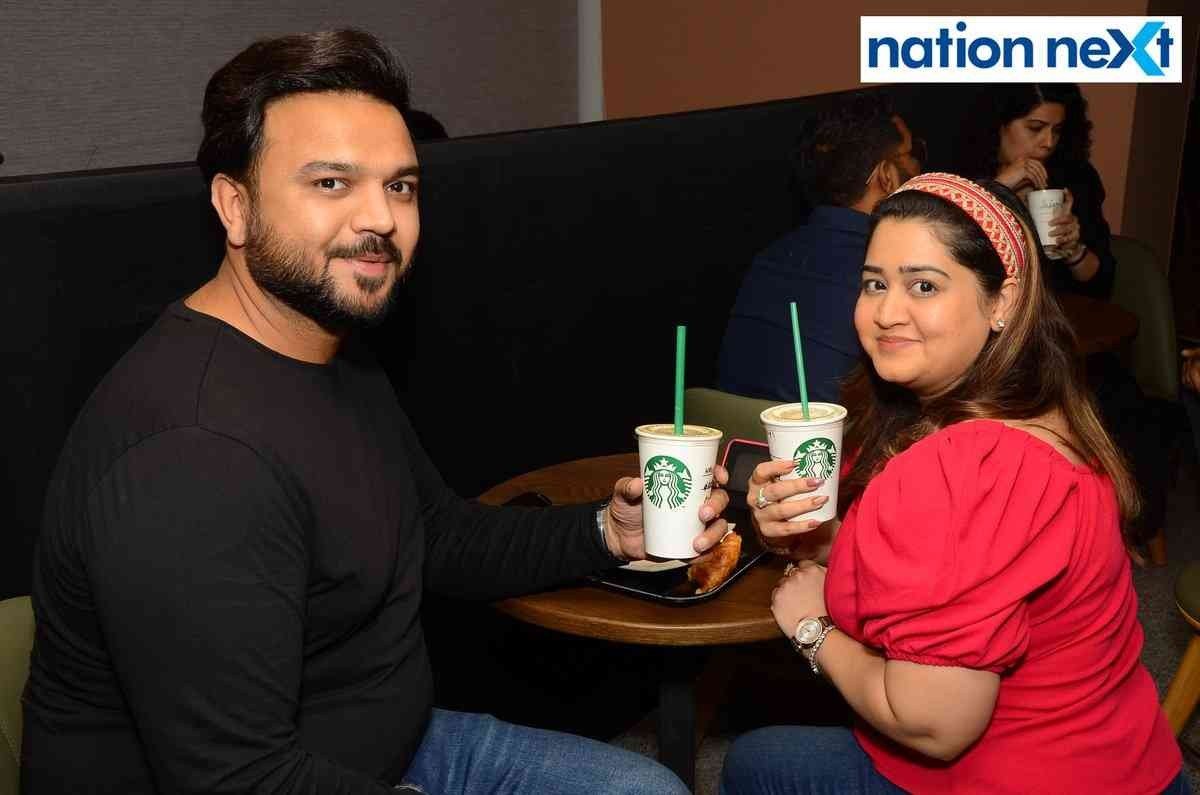 Karan and Nancy Jaiswal during the launch event of Tata Starbucks in Nagpur