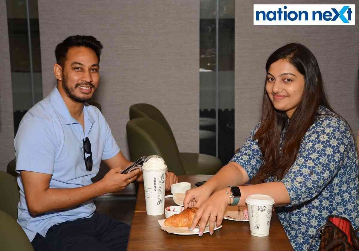 Raj Debgupta and Dr Neha Rahate during the launch event of Tata Starbucks in Nagpur