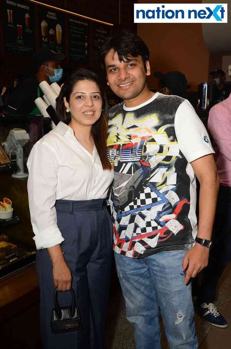 Roshni and Chintan Babaria during the launch event of Tata Starbucks in Nagpur