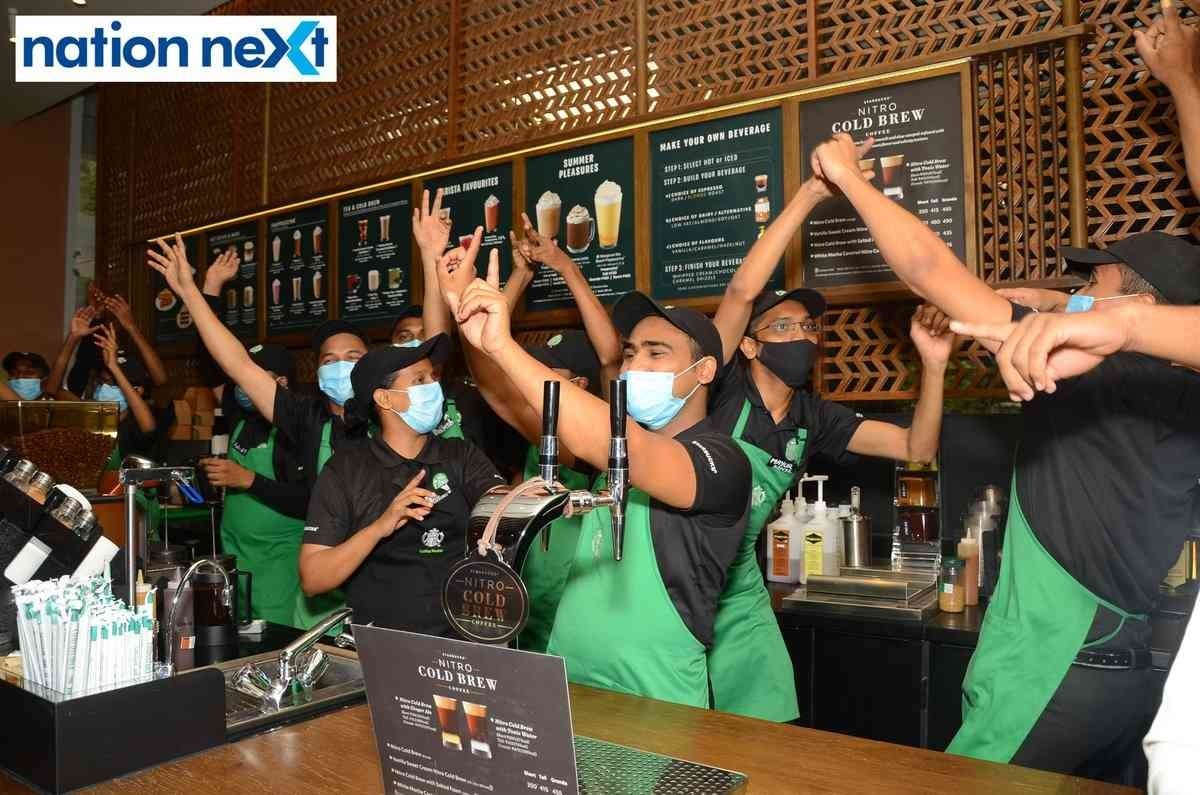 Happy faces of team Tata Starbucks during the launch event of Tata Starbucks in Nagpur