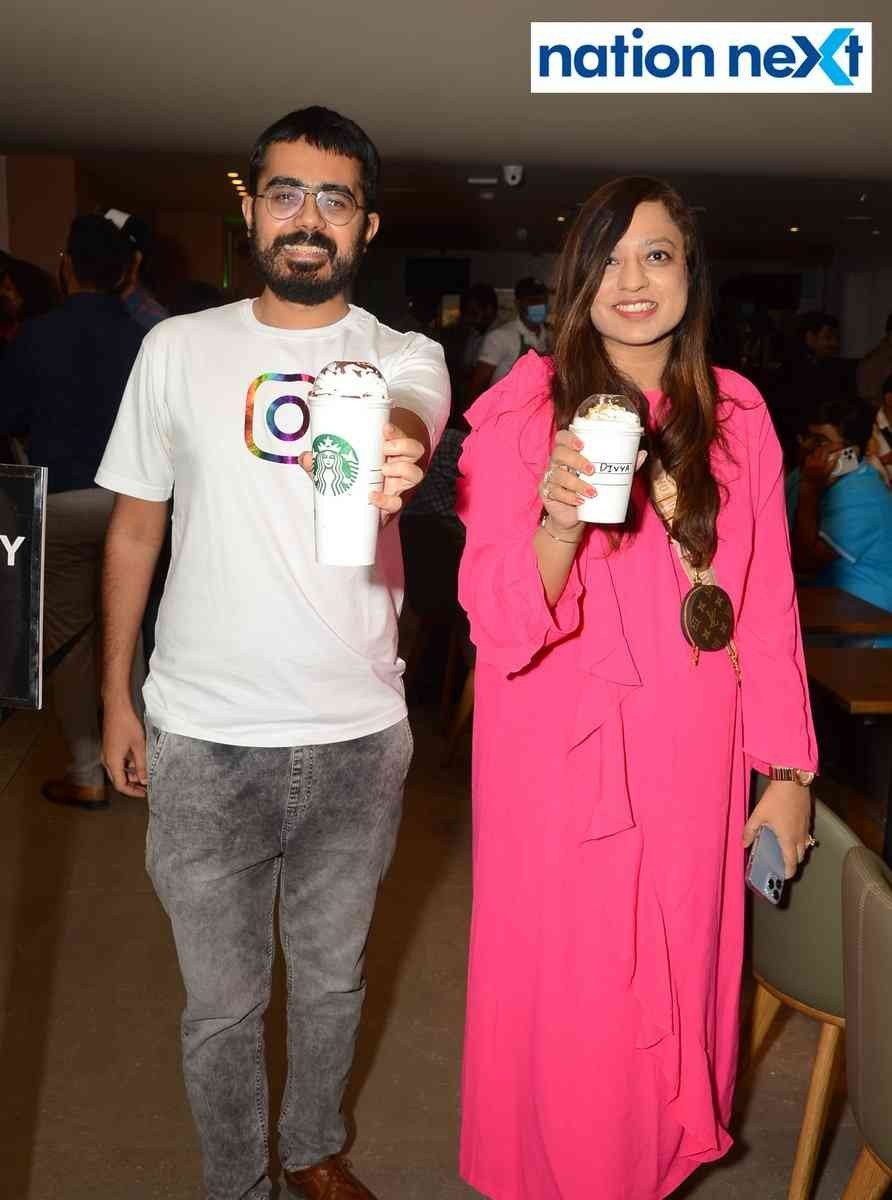 Sumedh Kanade and Divya Mohta during the launch event of Tata Starbucks in Nagpur