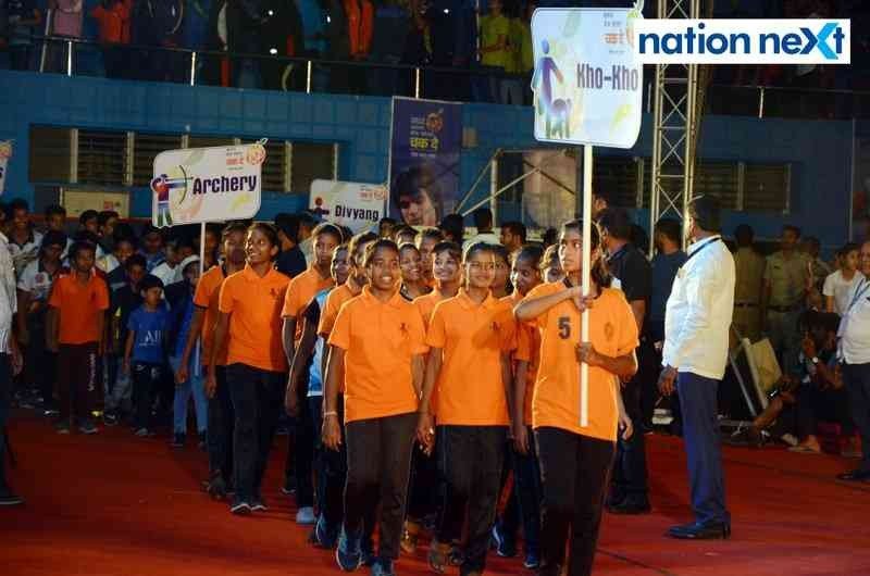 Sportspersons during the inauguration of Season 4 of Khasdar Krida Mahotsav in Nagpur