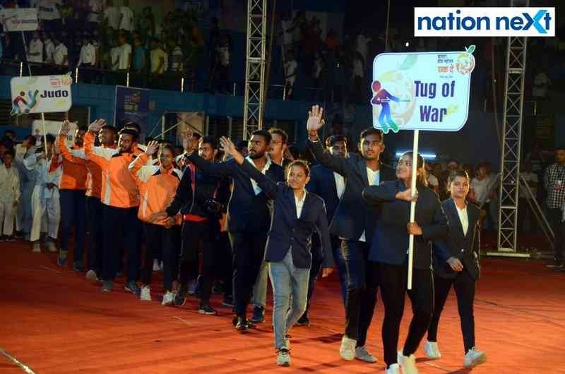 Sportspersons during the inauguration of Season 4 of Khasdar Krida Mahotsav in Nagpur