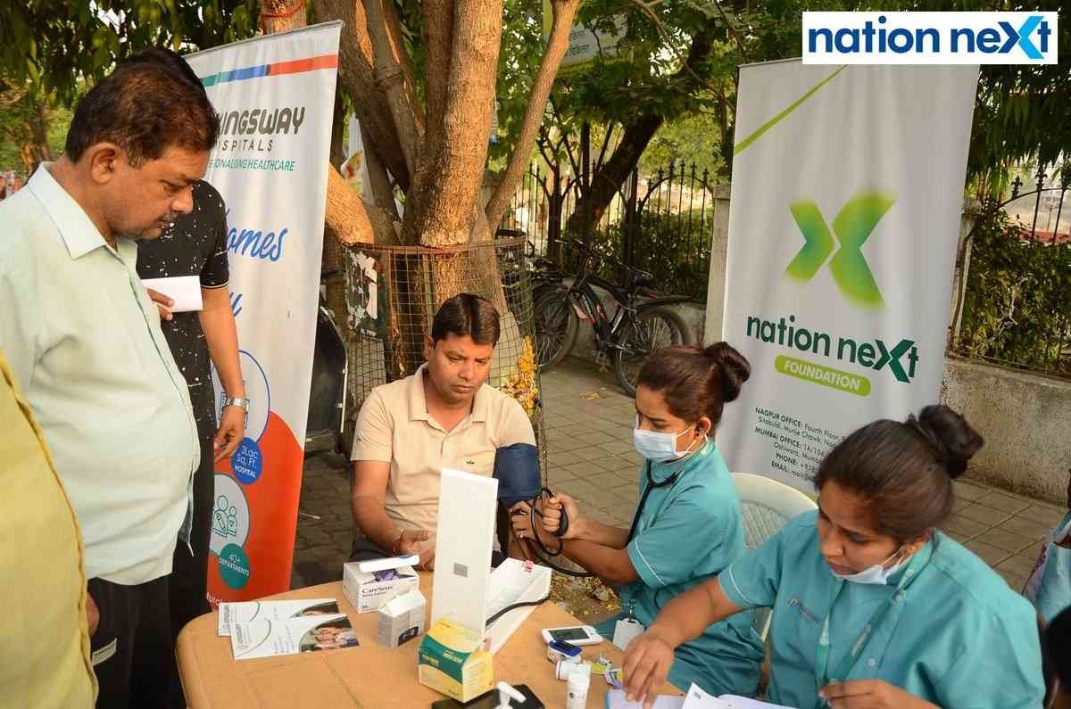Citizens during the free health check-up drive by Nation Next Foundation and Kingsway Hospitals in Nagpur