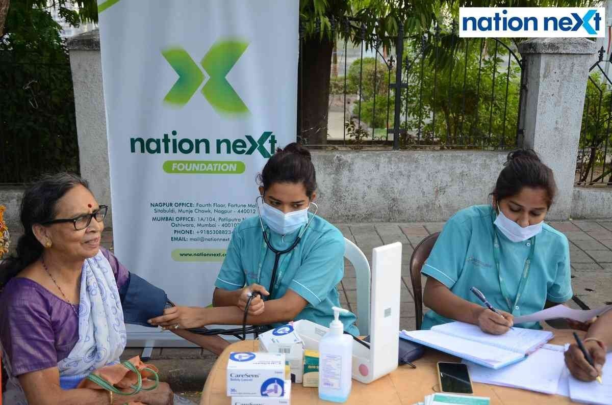 Mangla Pol gets tested during the free health check-up drive by Nation Next Foundation and Kingsway Hospitals in Nagpur