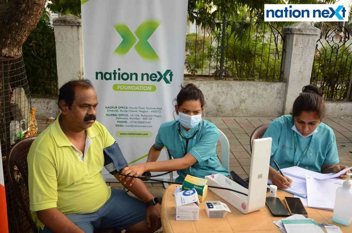 Mohan Nikhare gets tested during the free health check-up drive by Nation Next Foundation and Kingsway Hospitals in Nagpur