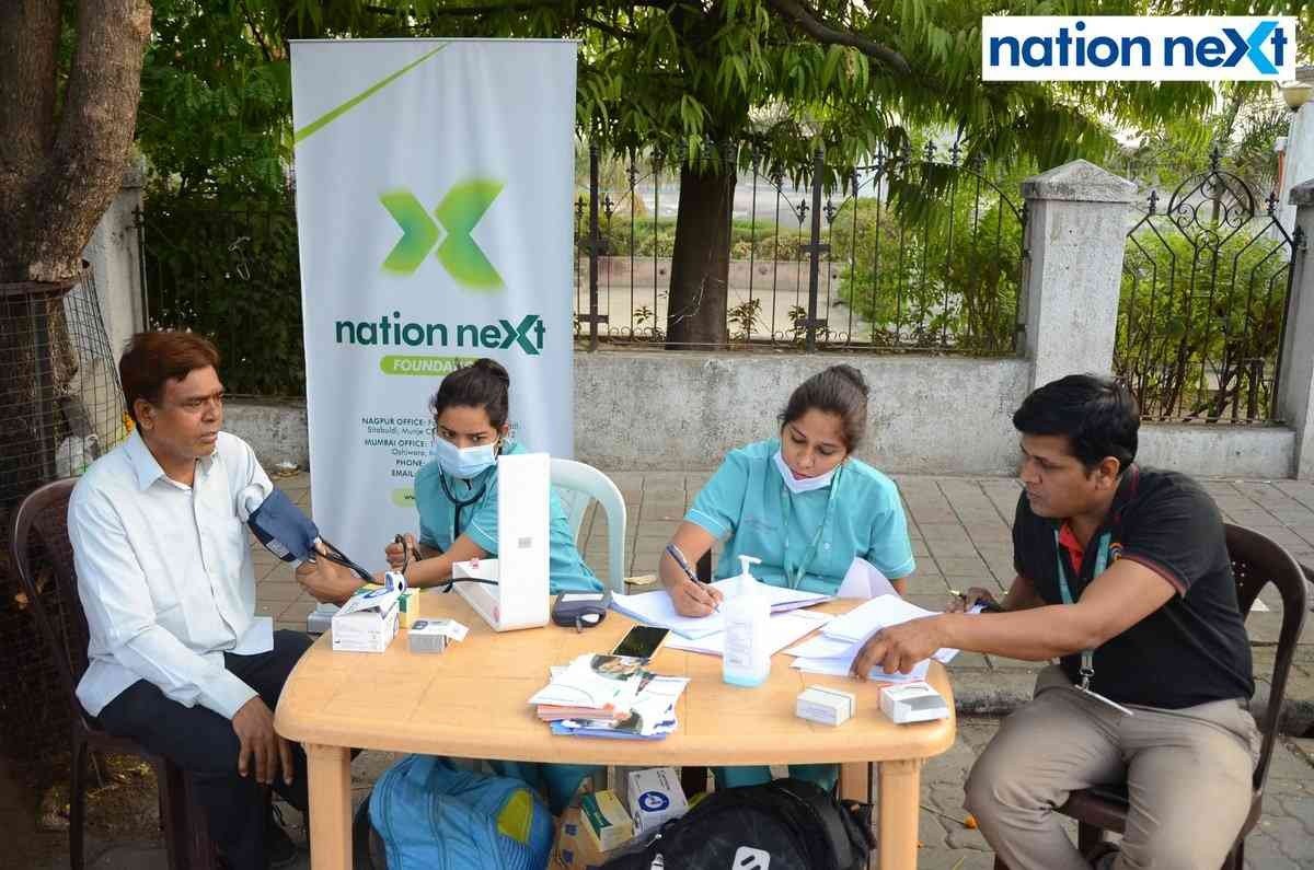 Nilesh Pol gets tested during the free health check-up drive by Nation Next Foundation and Kingsway Hospitals in Nagpur
