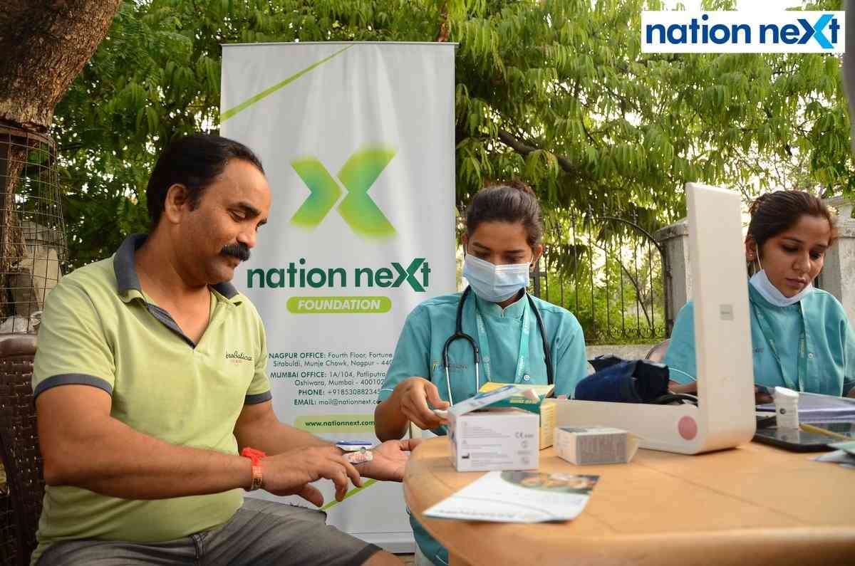 Satish Pradhan gets tested during the free health check-up drive by Nation Next Foundation and Kingsway Hospitals in Nagpur
