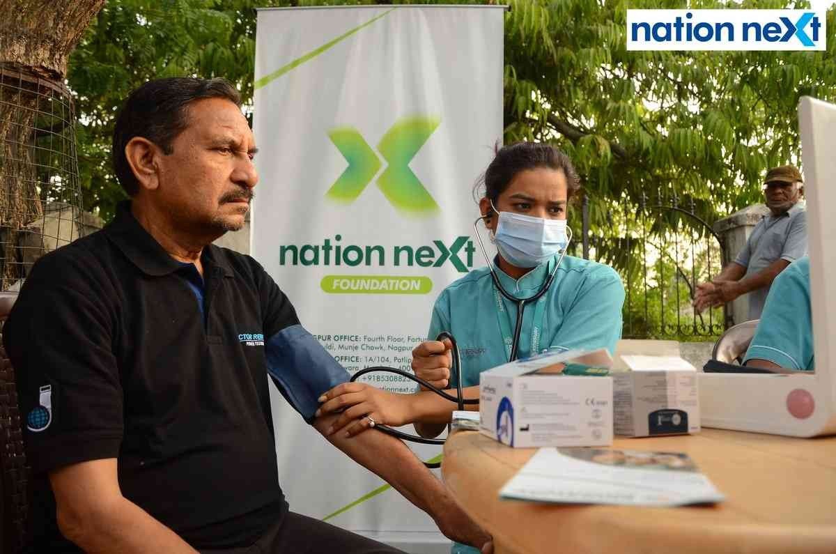 Seshrao Pal gets tested during the free health check-up drive by Nation Next Foundation and Kingsway Hospitals in Nagpur