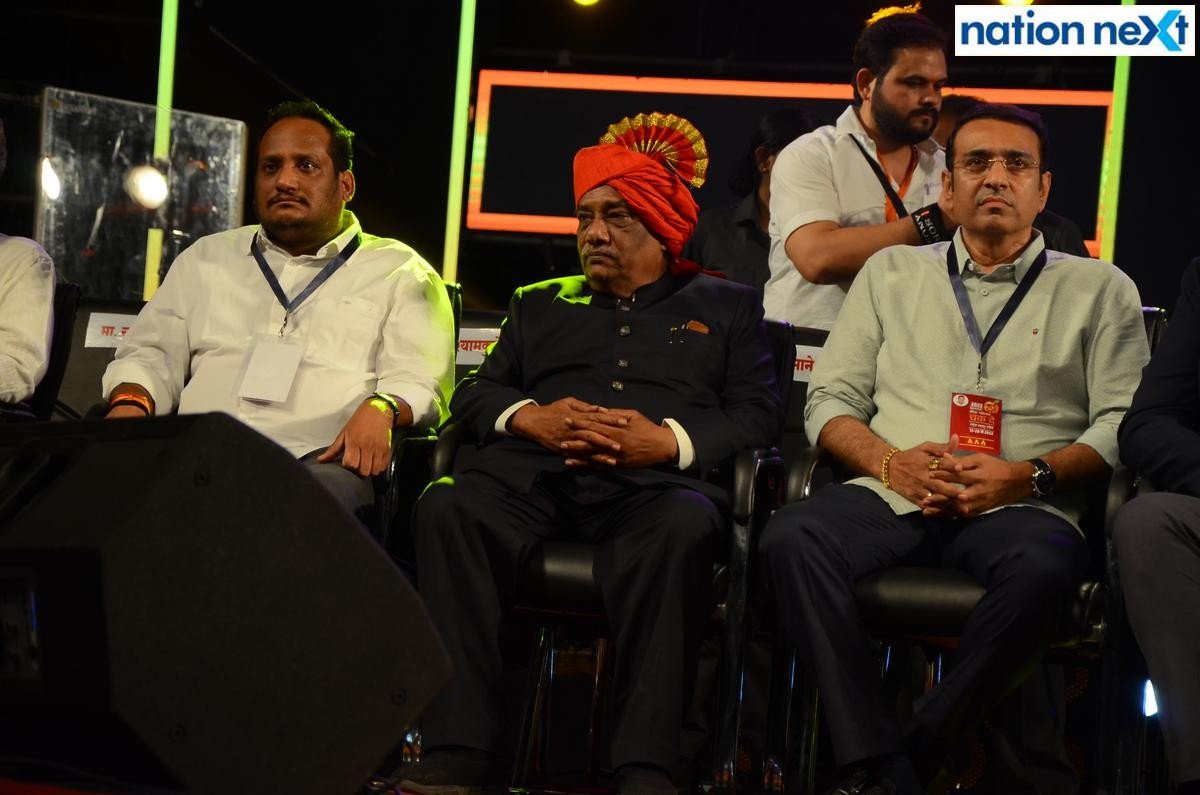 Pravin Datke, Babanrao Taywade and Sandip Joshi during the closing ceremony of the Season 4 of Khasdar Krida Mahotsav in Nagpur