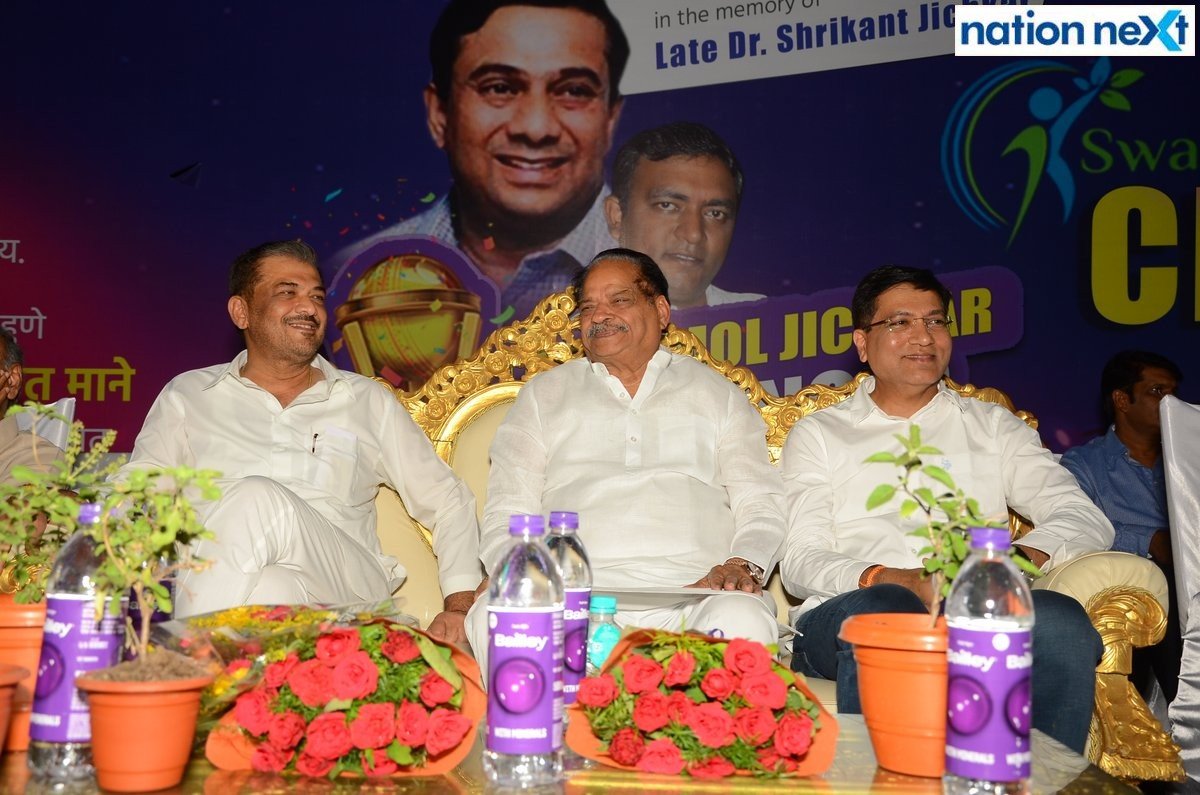 Sunil Kedar, Satish Chaturvedi and Narendra Jichkar during the inauguration of Late Dr Shrikant Jichkar Cricket Tournament at Bishop Cotton School ground in Nagpur