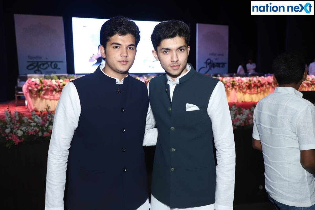 Jigar and Hriday Deshmukh during 'Amrut Mahotsav' organised at Suresh Bhat auditorium in Nagpur to celebrate Ranjeet Deshmukh's 75th birthday
