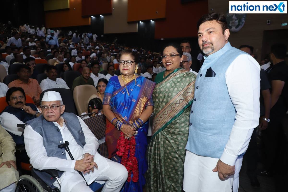 Ranjeet Deshmukh, Roopa Deshmukh, Yashomati Thakur and Ashish Deshmukh during 'Amrut Mahotsav' organised at Suresh Bhat auditorium in Nagpur to celebrate Deshmukh's 75th birthday