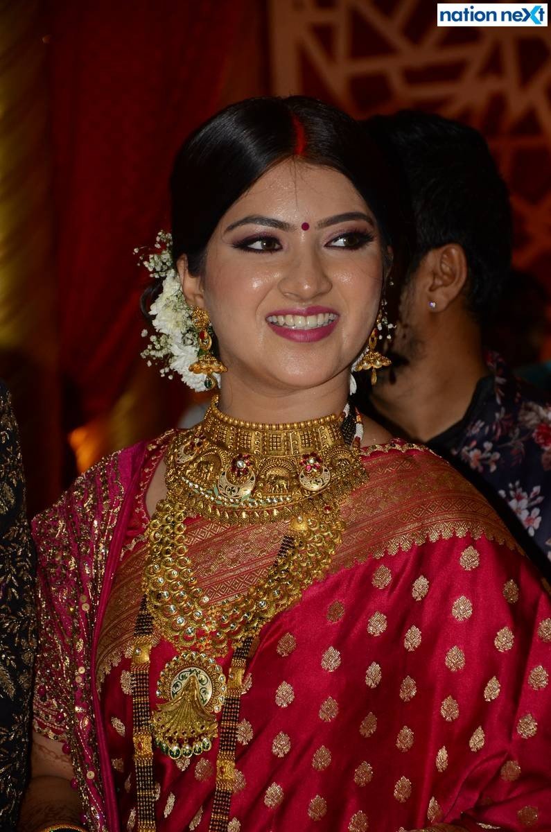 Anushka Bawankule during her wedding reception in Nagpur