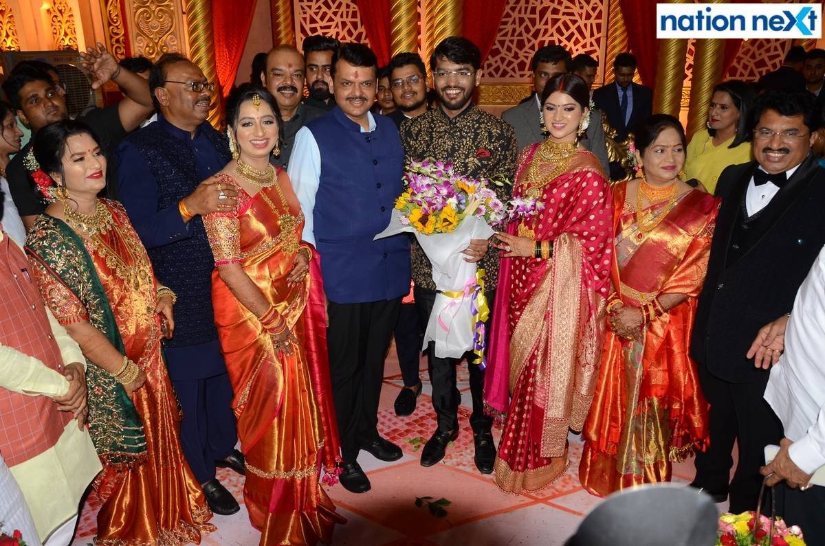 Former Maharashtra CM Devendra Fadnavis at Sanket and Anushka Bawankule's wedding reception in Nagpur