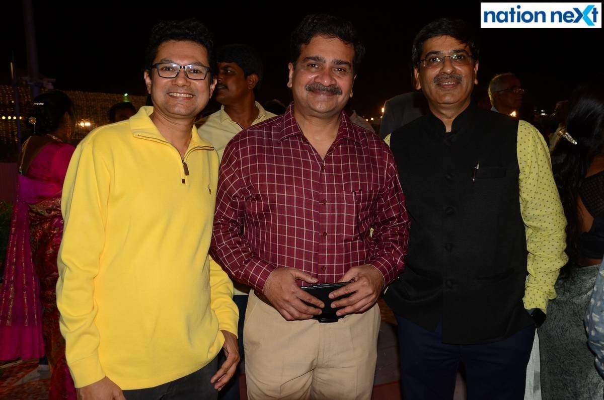 Dr Nandu Kolwadkar, Dr Anup Marar and Dr Rajesh Atal at Sanket and Anushka Bawankule's wedding reception in Nagpur