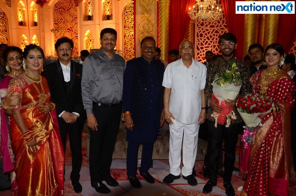 Former minister Vilas Muttemwar at Sanket and Anushka Bawankule's wedding reception in Nagpur
