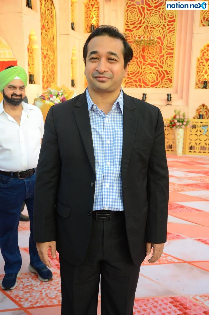 MLA Nitesh Rane at Sanket and Anushka Bawankule's wedding reception in Nagpur