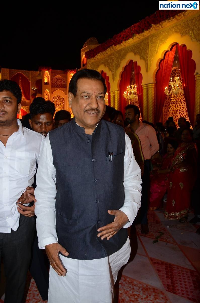 Former Maharashtra CM Prithviraj Chavan at Sanket and Anushka Bawankule's wedding reception in Nagpur