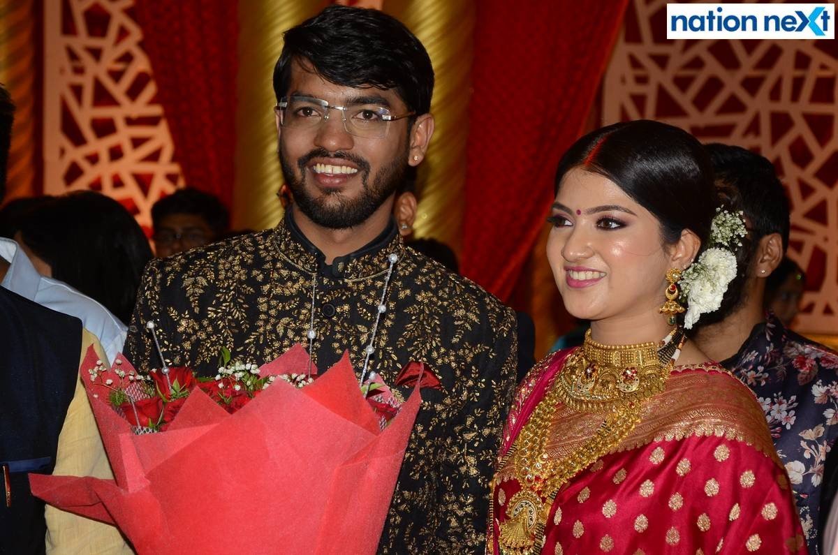 Sanket and Anushka Bawankule during their wedding reception in Nagpur