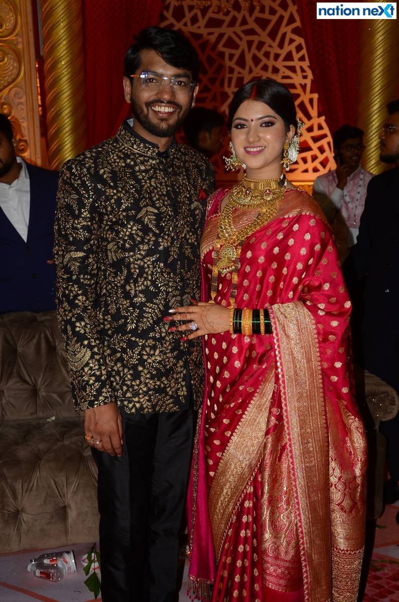 Sanket and Anushka Bawankule during their wedding reception in Nagpur