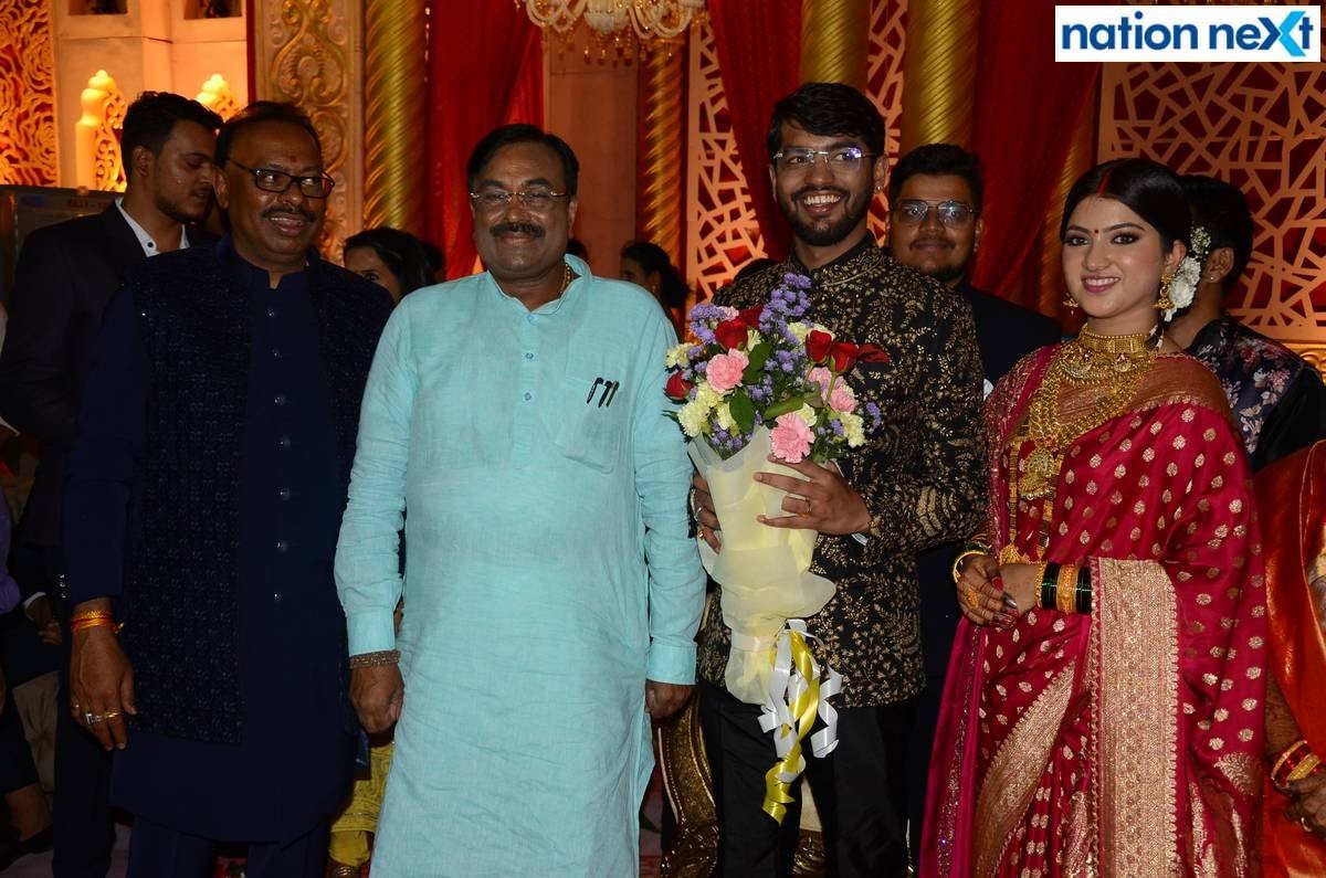 Former minister Sudhir Mungantiwar at Sanket and Anushka Bawankule's wedding reception in Nagpur