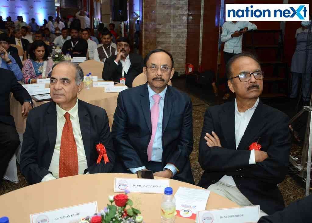 Dr Madan Kapre, Dr Shrikant Mukewar and Dr Sudhir Bhave during Lokmat Times Excellence in Healthcare Awards 2021’ held in Nagpur