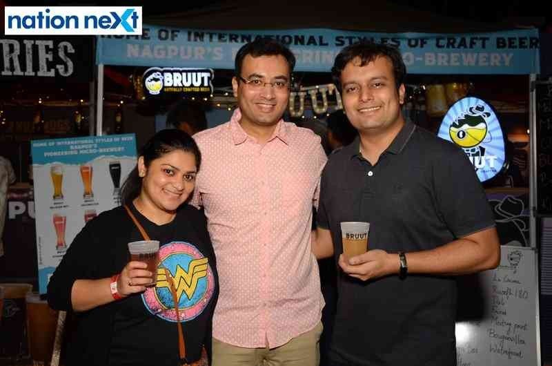 Ambika and Shriram Padhye with Ashutosh Udhoji at 'Taps and Mugs' craft beer fest organised at Press Club in Nagpur